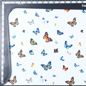 Multi Color Butterfly Pattern Digital Print Silk Satin Fabric