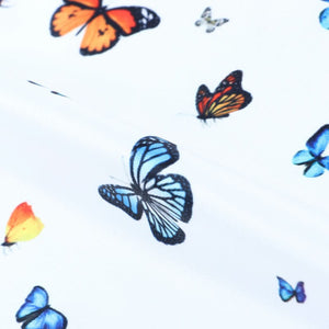 Multi Color Butterfly Pattern Digital Print Silk Satin Fabric
