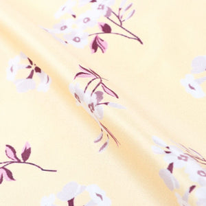 Yellow And White Floral Pattern Digital Print Silk Satin Fabric