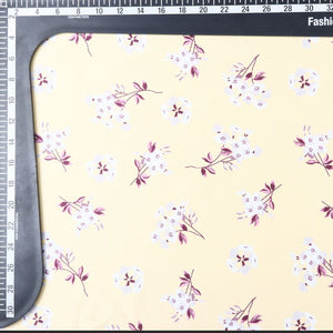 Yellow And White Floral Pattern Digital Print Silk Satin Fabric