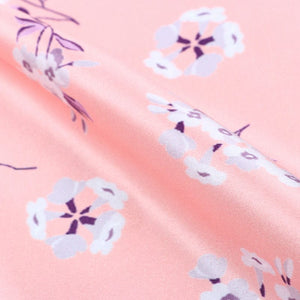 Light Peach And White Floral Pattern Digital Print Silk Satin Fabric