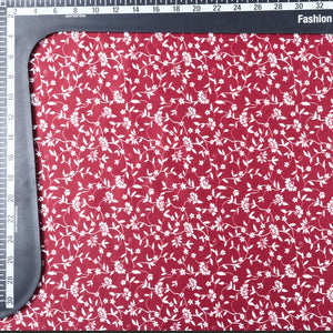 Red And White Floral Pattern Digital Print Silk Satin Fabric