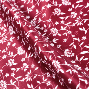 Red And White Floral Pattern Digital Print Silk Satin Fabric