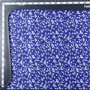 Blue And White Floral Pattern Digital Print Silk Satin Fabric