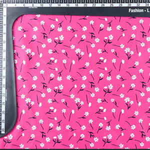 Pink And White Floral Pattern Digital Print Silk Satin Fabric