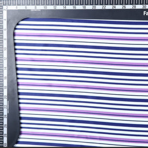 Pink And Blue Stripes Pattern Digital Print Silk Satin Fabric