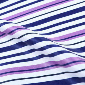 Pink And Blue Stripes Pattern Digital Print Silk Satin Fabric