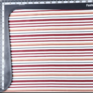 Brown And Beige Stripes Pattern Digital Print Silk Satin Fabric