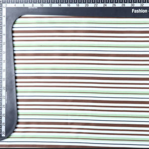 Brown And Light Green Stripes Pattern Digital Print Silk Satin Fabric