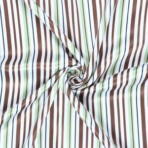 Brown And Light Green Stripes Pattern Digital Print Silk Satin Fabric