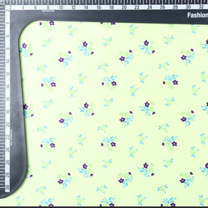 Light Green And Purple Floral Pattern Digital Print Silk Satin Fabric