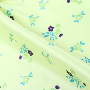 Light Green And Purple Floral Pattern Digital Print Silk Satin Fabric