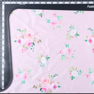 Pink And White Floral Pattern Digital Print Silk Satin Fabric