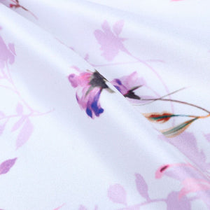 Lavender And Purple Floral Pattern Digital Print Silk Satin Fabric