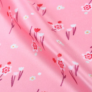 Pink And Red Floral Pattern Digital Print Silk Satin Fabric