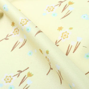 Yellow And White Floral Pattern Digital Print Silk Satin Fabric