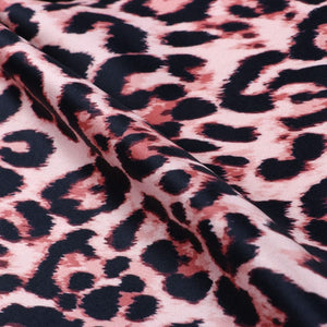 Blush Red And Black Animal Pattern Digital Print Silk Satin Fabric