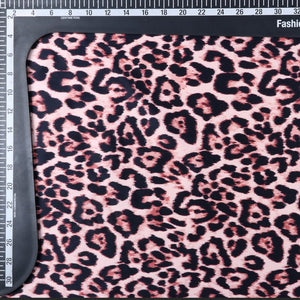 Blush Red And Black Animal Pattern Digital Print Silk Satin Fabric