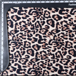 Light Brown And Black Animal Pattern Digital Print Silk Satin Fabric