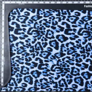 Blue And Black Animal Pattern Digital Print Silk Satin Fabric