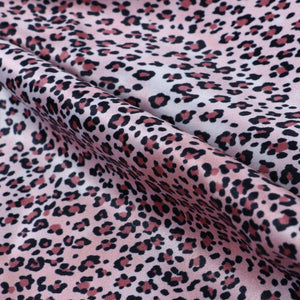 Blush Red And Black Animal Pattern Digital Print Silk Satin Fabric
