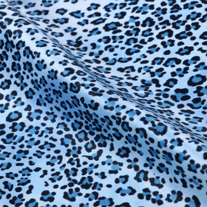 Blue And Black Animal Pattern Digital Print Silk Satin Fabric