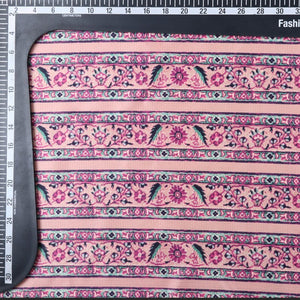 Peach And Dark Pink Floral Pattern Digital Print Silk Satin Fabric