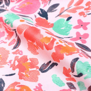 Orange And Pink Floral Pattern Digital Print Silk Satin Fabric