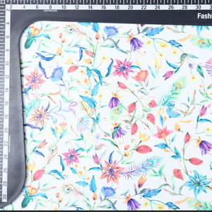 Multi Color Floral Pattern Digital Print Silk Satin Fabric