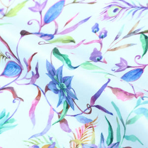 Multi Color Floral Pattern Digital Print Silk Satin Fabric