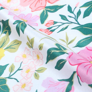 Baby Pink And Light Yellow Floral Pattern Digital Print Silk Satin Fabric