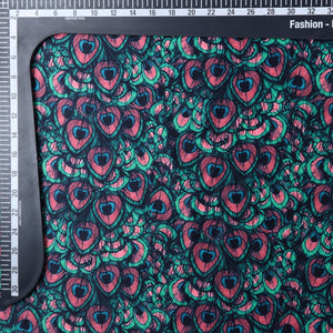 Green And Hot Gossip Morpich Pattern Digital Print Silk Satin Fabric