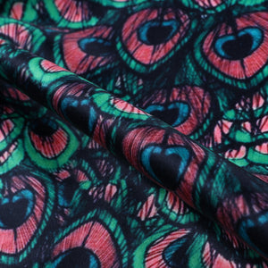 Green And Hot Gossip Morpich Pattern Digital Print Silk Satin Fabric