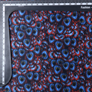 Red And Blue Morpich Pattern Digital Print Silk Satin Fabric