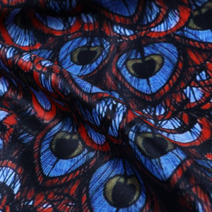 Red And Blue Morpich Pattern Digital Print Silk Satin Fabric