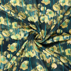 Dark Floral II on Silk Satin, Floral Fabric