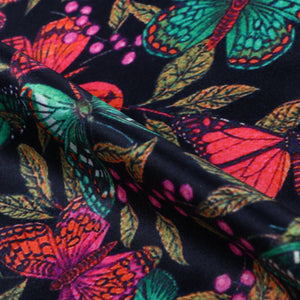 Red And Green Butterfly Pattern Digital Print Silk Satin Fabric