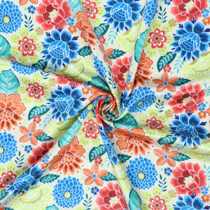 Multi Color Floral Pattern Digital Print Silk Satin Fabric