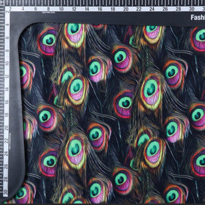 Dark Olive And Parrot Green Morpich Pattern Digital Print Silk Satin Fabric