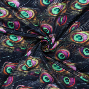 Dark Olive And Parrot Green Morpich Pattern Digital Print Silk Satin Fabric