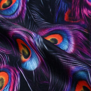 Purple And Orange Morpich Pattern Digital Print Silk Satin Fabric