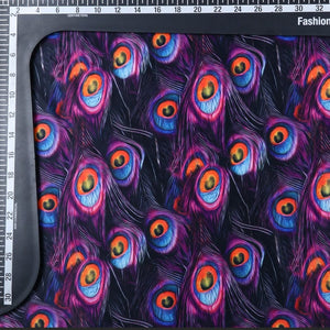 Purple And Orange Morpich Pattern Digital Print Silk Satin Fabric