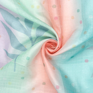 Multi Color Ombre Pattern Digital Print Tangy Silk Checks Fabric
