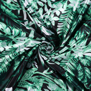 Green Tropical Pattern Digital Print Ultra Satin Fabric