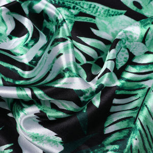 Green Tropical Pattern Digital Print Ultra Satin Fabric