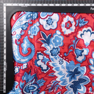 Red And Blue Paisley Pattern Digital Print Ultra Satin Fabric