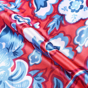 Red And Blue Paisley Pattern Digital Print Ultra Satin Fabric