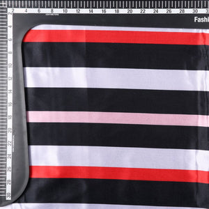 Multi Color Stripes Pattern Screen Print Ultra Satin Fabric