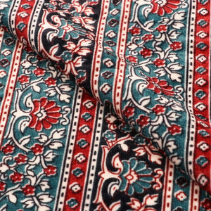 Rama And Maroon Ethnic Pattern Digital Print Velvet Fabric