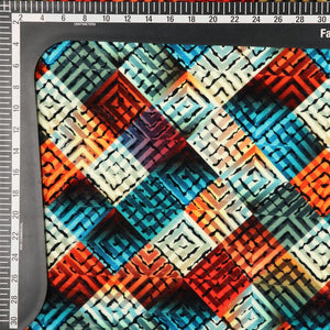 Multi Color Geometric Pattern Digital Print Velvet Fabric